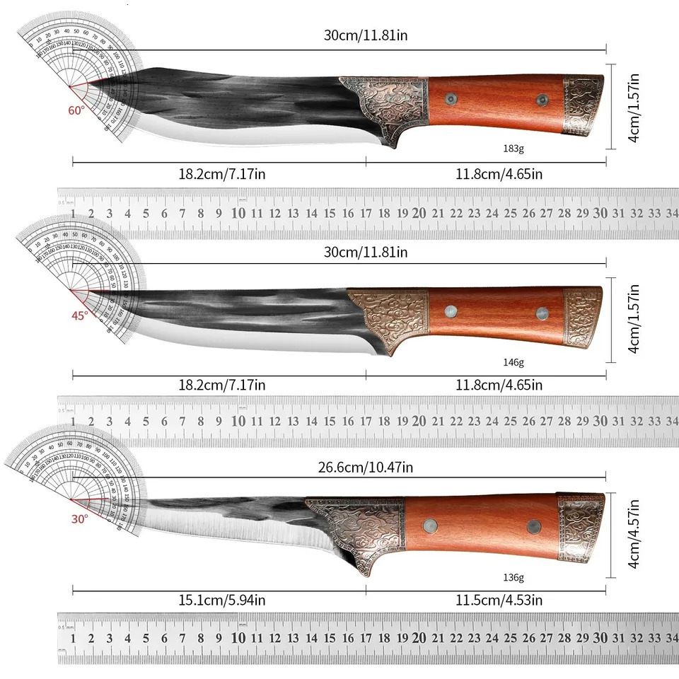 Large bone-removing knife with leather sheathbleeding knifebutcher knifehigh-hardness meat cleaverfixed-blade skinning knife 251218