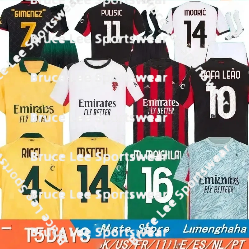 2025 2026 ac Maglia Mi lAn GIROUD RAFA LEAO PULISIC 125 2025 2026 Soccer Jersey 24 25 GIMENEZ JOAO FELIX THEO Kid Kit Home Away 3Rd Football Shirts Calcio 3XL 4XL