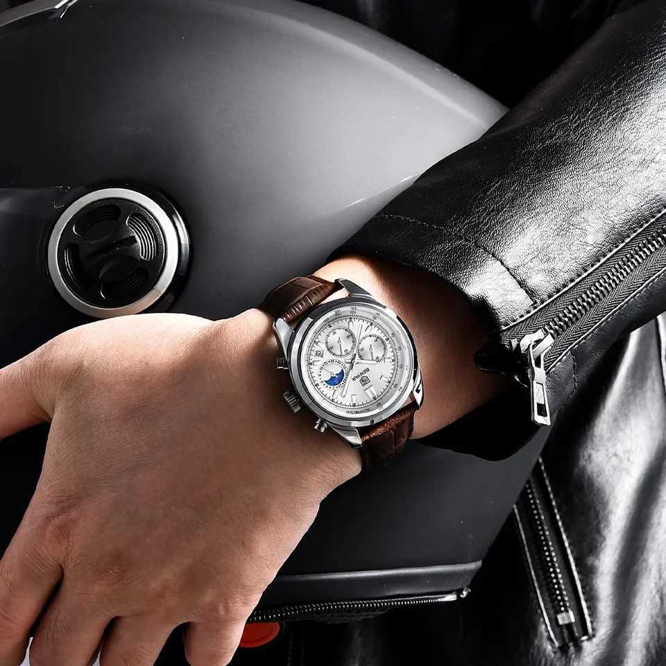BENYAR New Men 30ATM Waterproof Stainl Steel Quartz Wristes Luxury Leather Military Chronogrh reloj hbre M251222