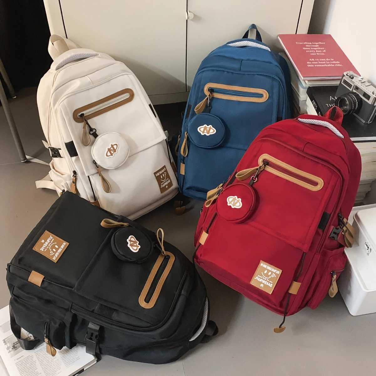 Original Design Simple Solid Color Computer Backpack College High School Schoolbag Female ForEST Style Canvas Backpack Male TravelM251222
