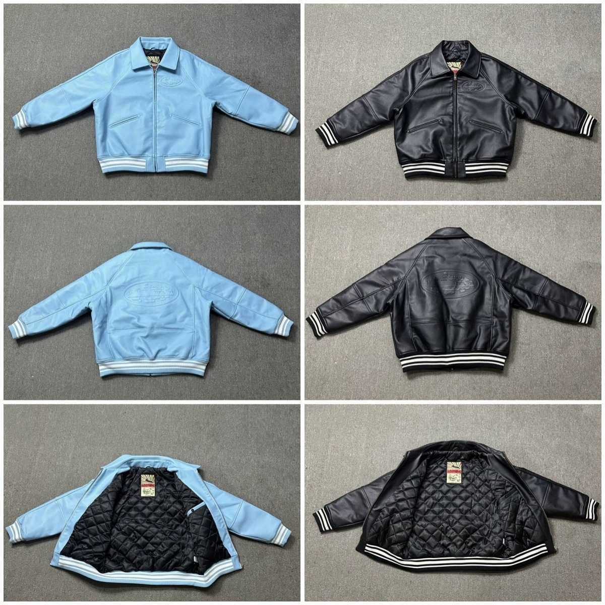 New style steel-embossed high street men's and women's casual thick fleece baseball jacket with PU leather jacket S251222