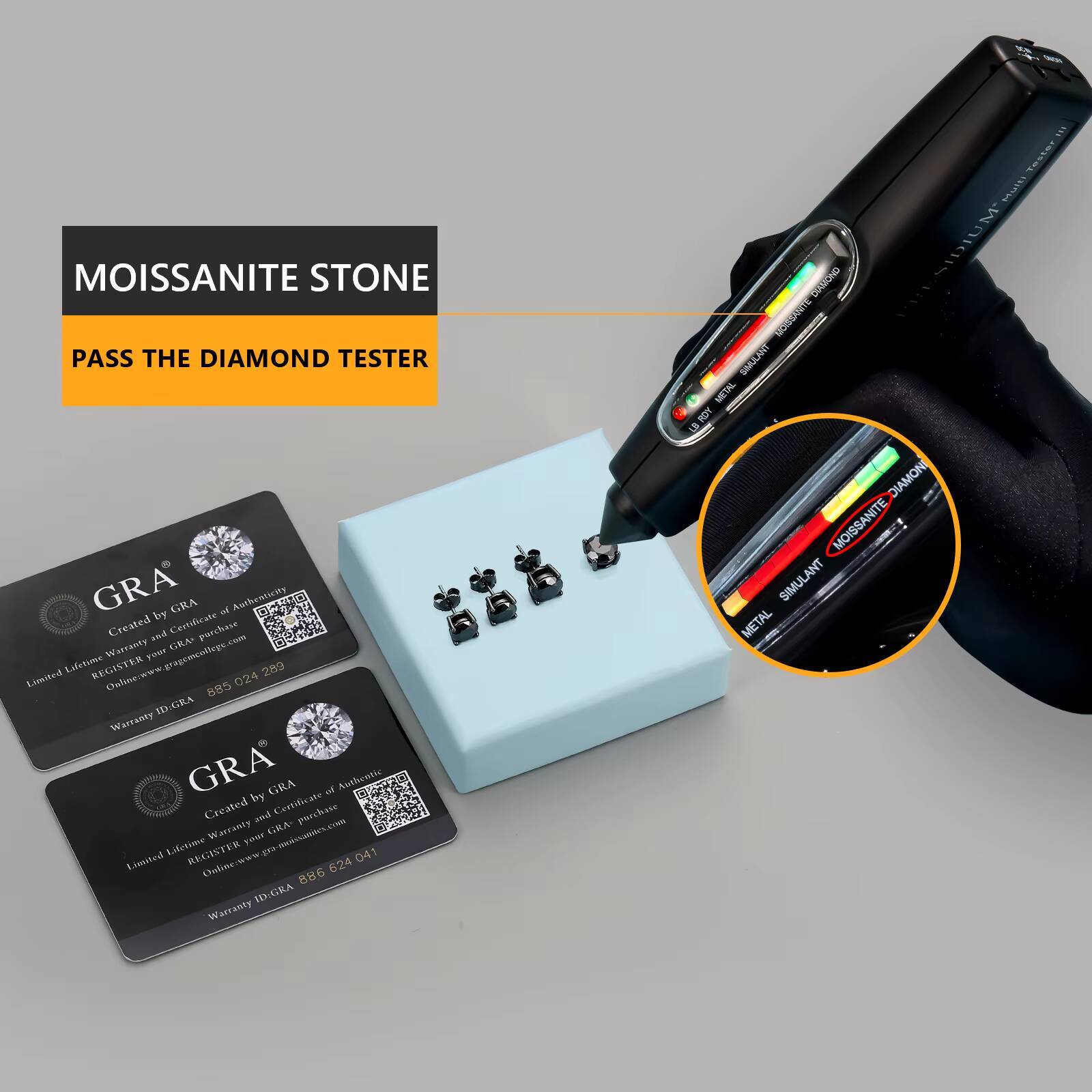 1CT 2CT Black Moissanite Diamond Stud 14K Gold Plated 925 Sterling Silver Jewelry GRA VVS1 65mm Solitaire Earring for Women Men