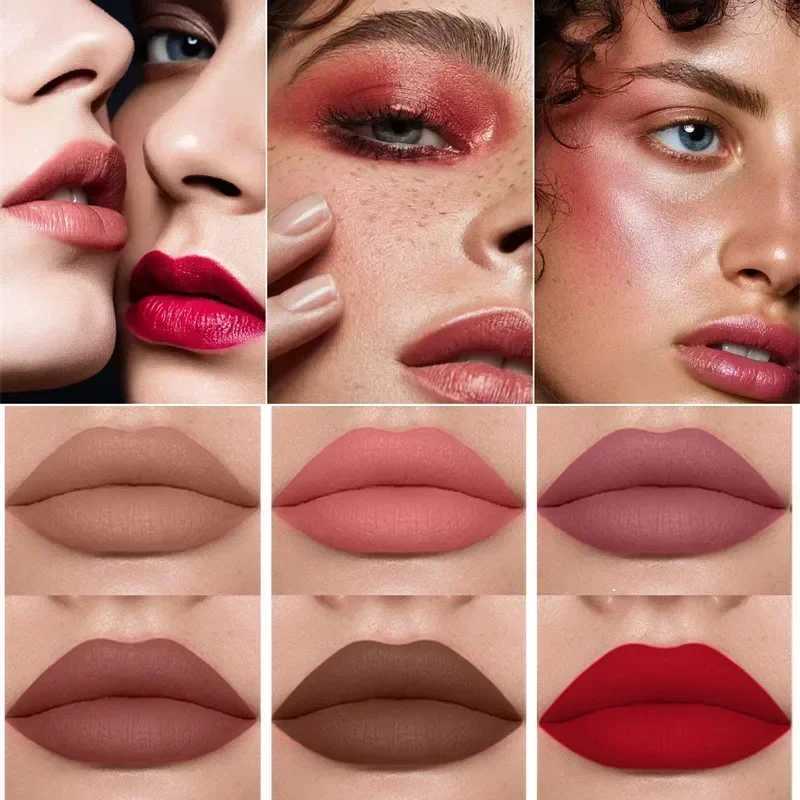 1pc Waterproof Liquid Lipsticks Lip Makeup Matte Velvet Lipstick Lip Gloss Red Sexy Cosmetic 6 Colors Long Lasting Lip GlazeT251222