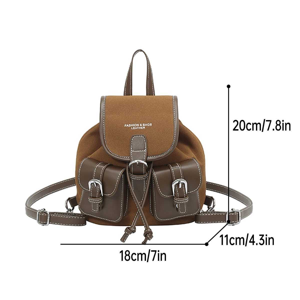 Autumn and Winter Suede Backpack for Work and Commuting Versatile Womens Travel Backpack College Student School Bag Shopping Fashion Mobile Phone BagM