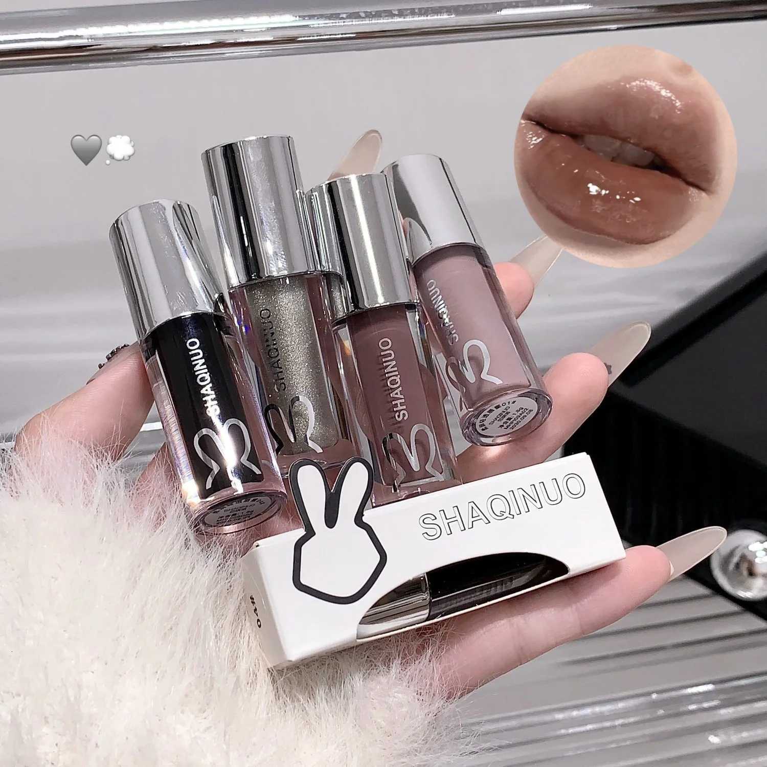 NEW Water Glazed Mirror Lip Gloss Makeup Crystal Nude Jelly Moisturizing Lip Glaze Long Lasting Black Liquid Lipstick CosmeticsT251222