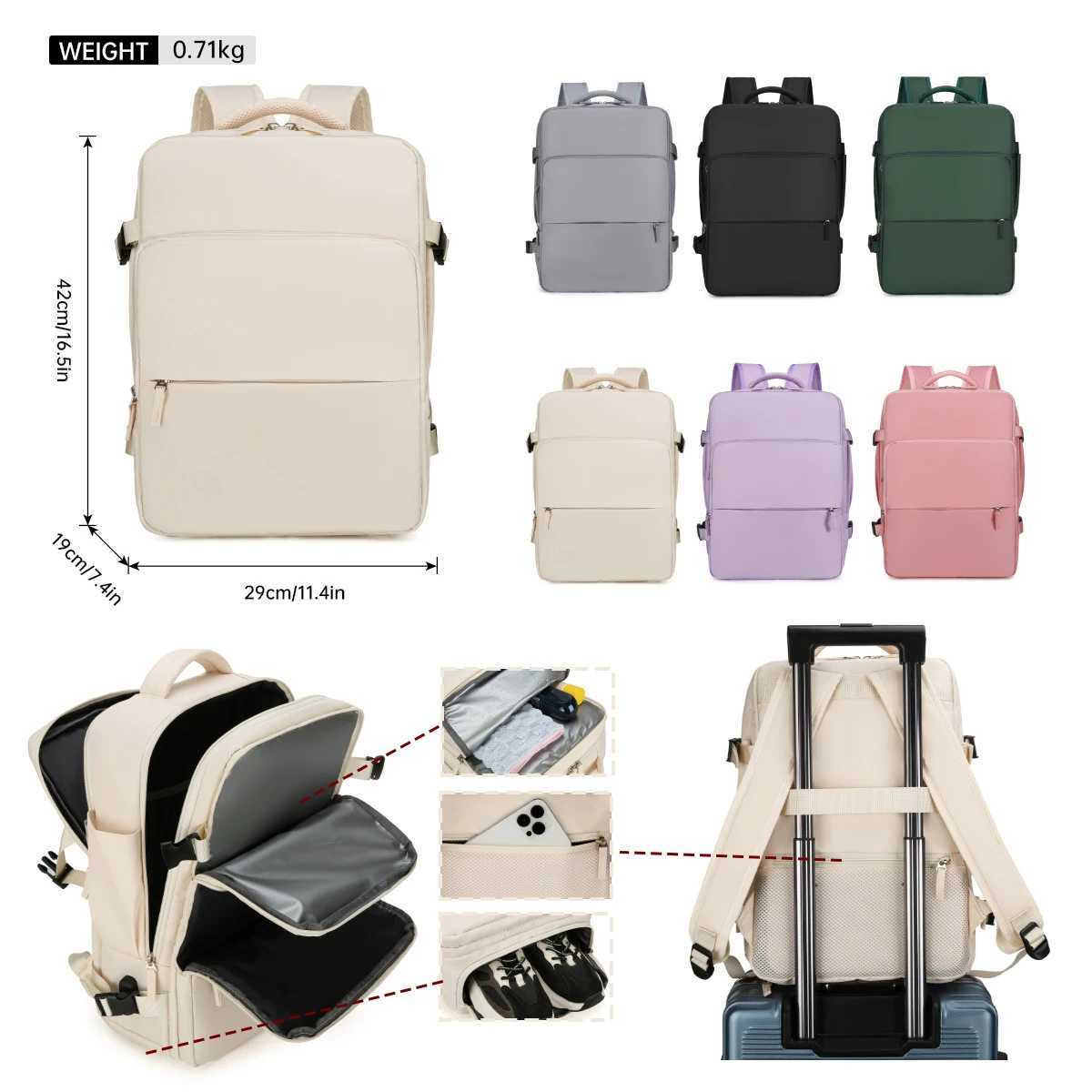 Business Backpack Business Trip Backpack Large Capacity Computer Laptop Bag Commuter Travel Mens Backpack Work Student School Boarding Multi-FunctionM
