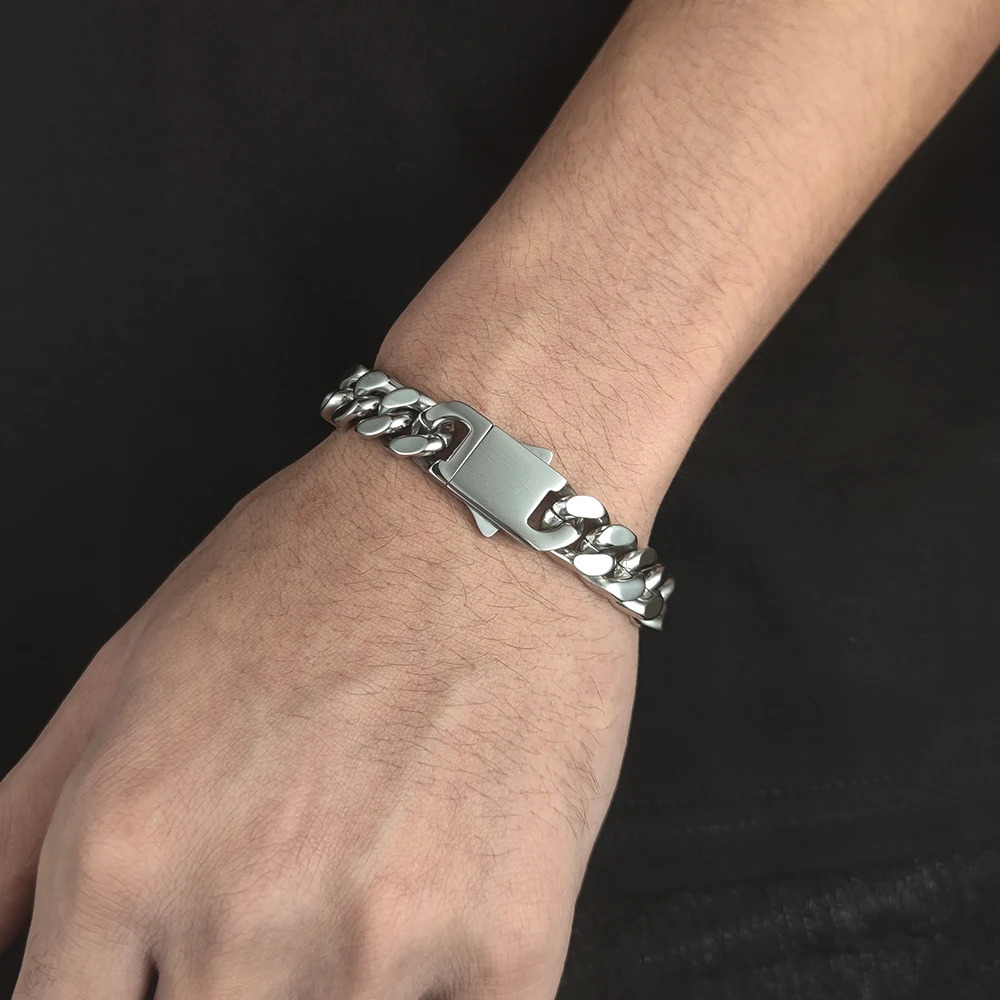8/10/12/14mm Wide Miami Cuban Link Chain Bracelet for Men Women Hip Hop Urban Street-wear Jewelry Stainless Steel Bracelet 251219 - view 7