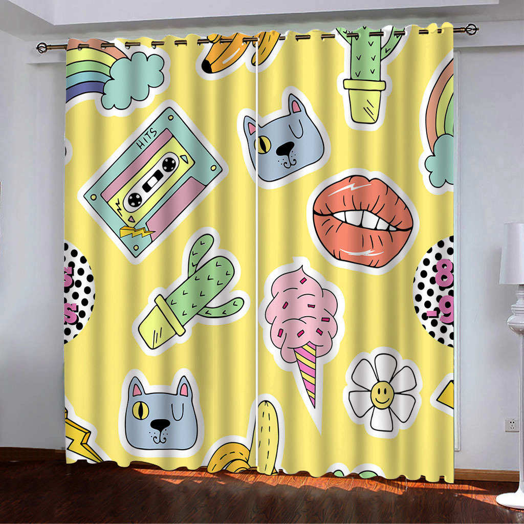 YL-38018 High-Density Blackout Curtain Red Lips Series 2, Digital Printed, Custom Patterns and Sizes Available