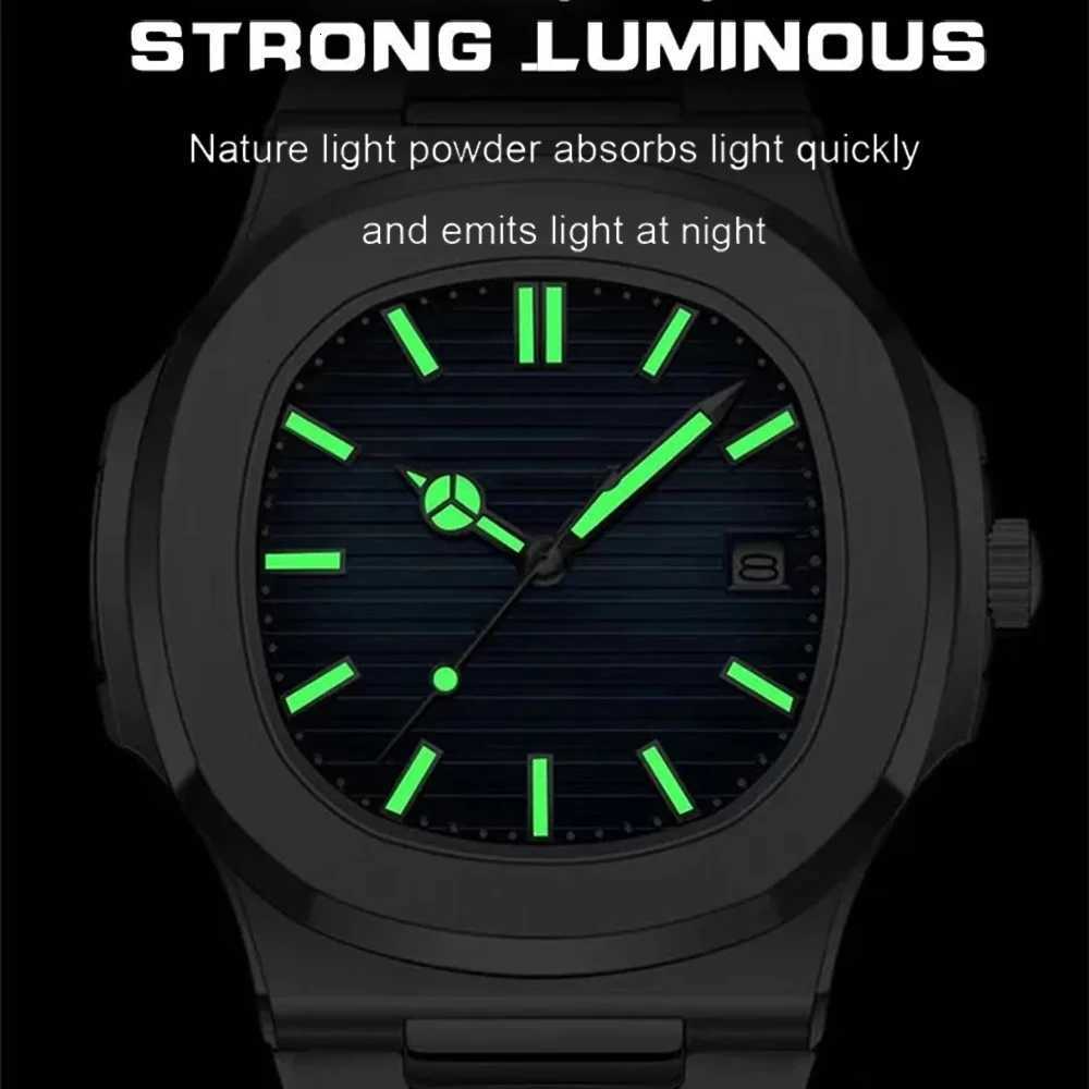 New Square Busin Men Clock Stainl Steel Waterproof Luminous Date M Wrist Sports Luxury Quartz es For Men M251222