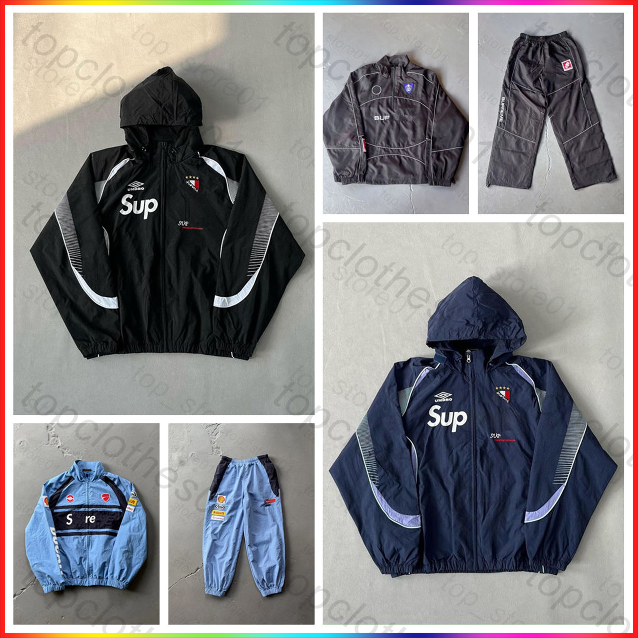 26SS Fashion mens designer hoodie Sportswear supremely jacket Embroidered Patterns Retro Racing Jacket essential hoodie Drawstring Pants Woven Running Pants Set