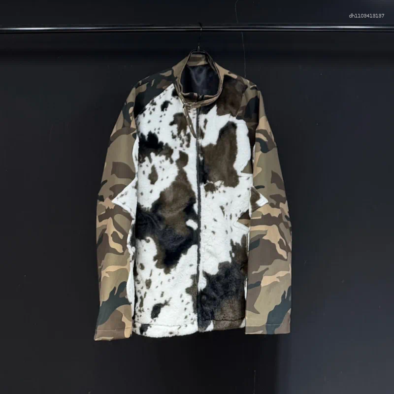 Men's Jackets PFHQ Retro Camouflage Jacket Fashion Splicing Contrast Color Stand Collar Long Sleeves Causal Coats Autumn 21P1744