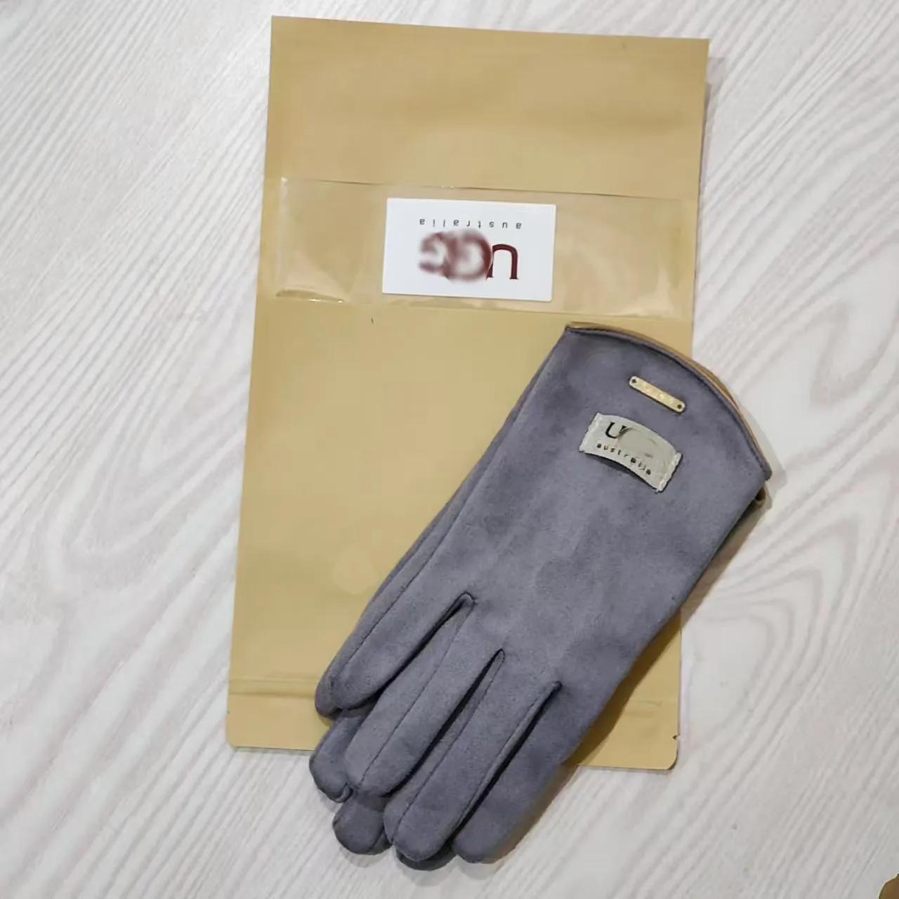 Designer Wool Gloves Women Leather Five Fingers Gloves Winter Autumn Unisex Letter Geometric Mittens Warm Comfortable Thick Skiing Mountaineering Winter Gloves