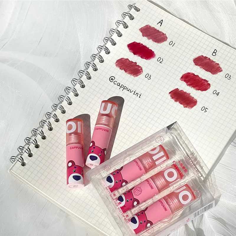 Cappuvini Nifty Bear Pink Series Lip Glaze Set Velvet Matte Smooth Texture Long-lasting Easy to Apply Lip GlossT251222