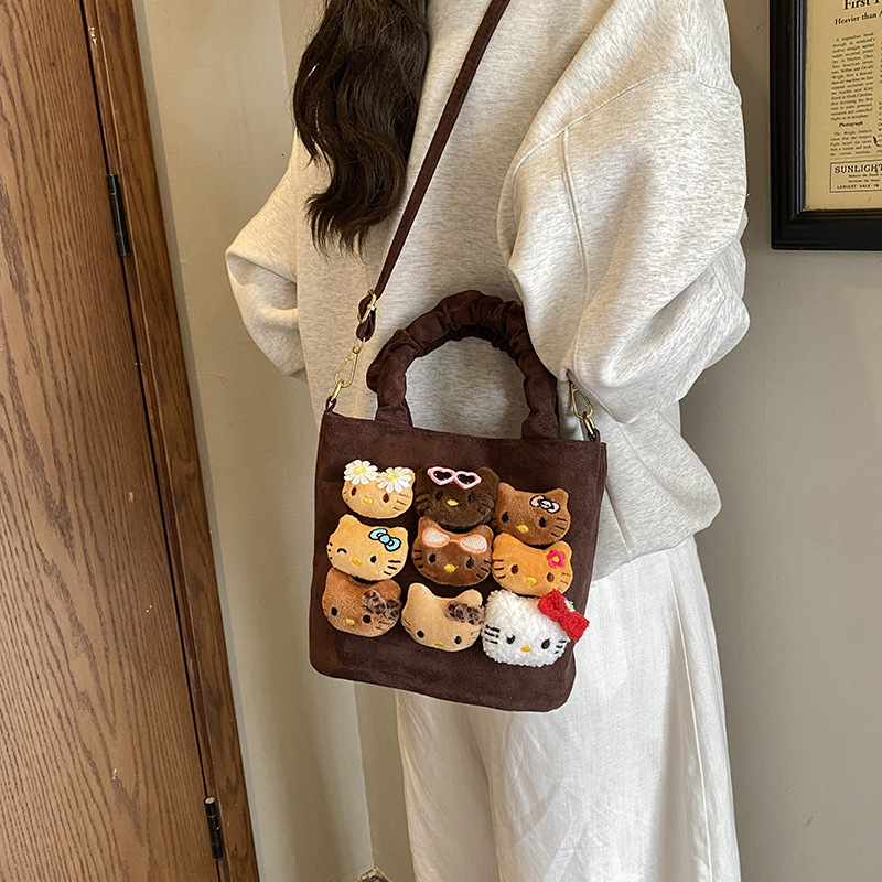 New Girl Crossbody Bag Cartoon Plush Doll Cute Girl Suede Shoulder Bag Fashion bag Women s Bag Trendy Designer Parent Child Bag