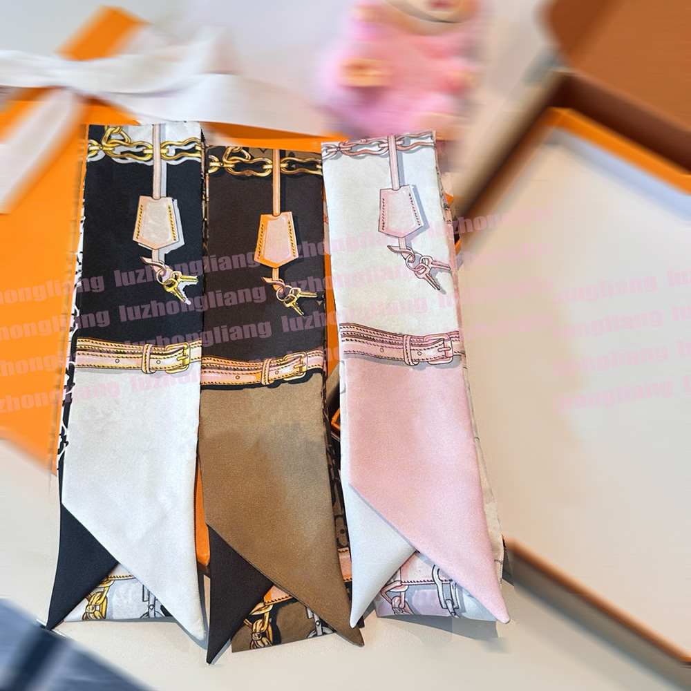 High-end silk twill ribbon designer high-end ribbon bag strap 100% silk scarf headband long scarf necktie 5*120 66666