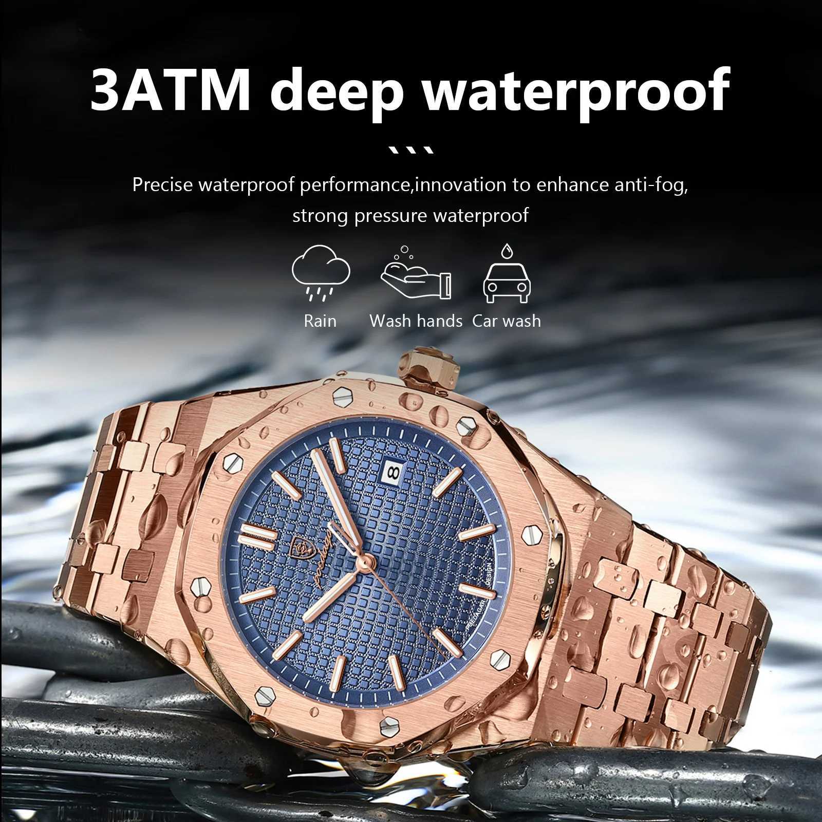 POEDAGAR Luxury Busin Man Wrist Waterproof Luminous Date Men Stainl Steel Fashion Quartz es For Men Reloj M251222