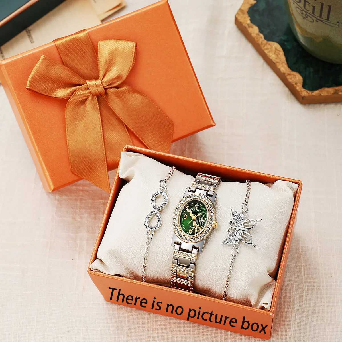 Wens Quartz Set with Oval Green Dial - Infinity Symbol Diamond-studded M251222