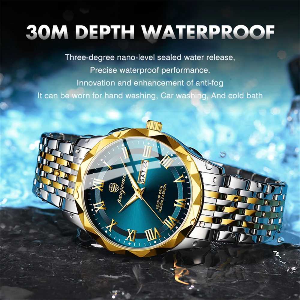 PAAZU Luxury Men Top Waterproof Luminous Chronogrh Man Wrist Stainl Steel Quartz Mens es Reloj M251222