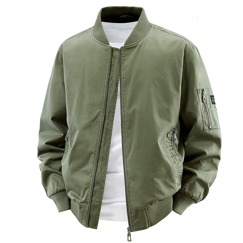 Mens Top Pilot Cotton Jacket Mens Spring and Autumn Tough Guy Slim Fit Ribbed Collar Workwear Jacket w251015