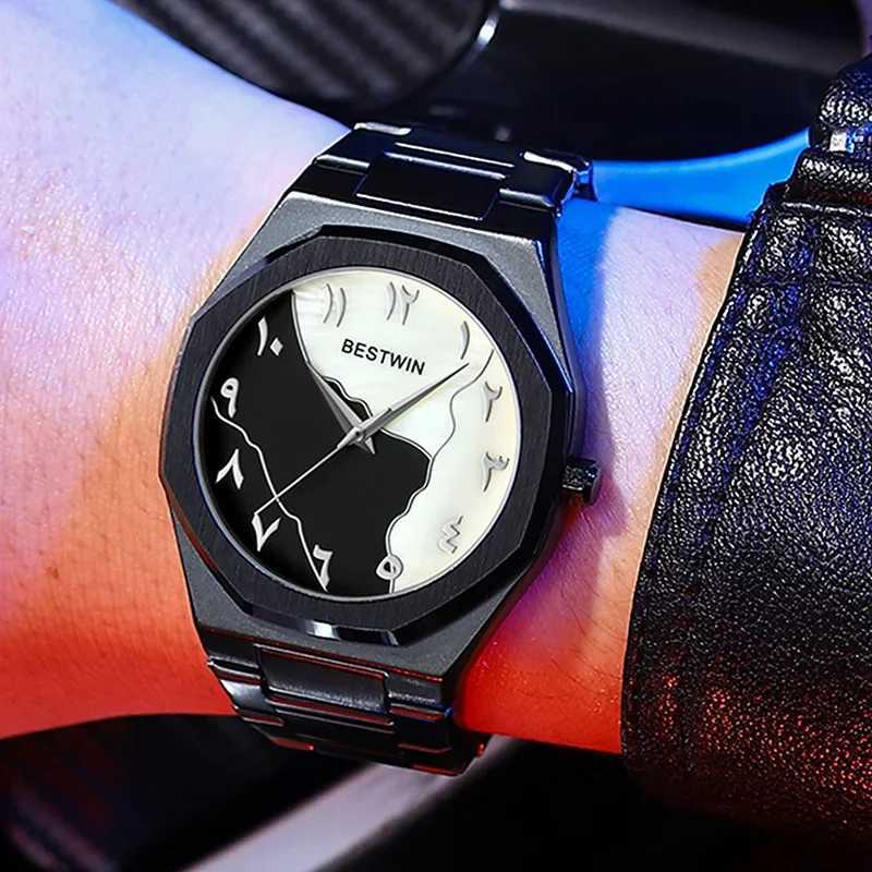 Arabic Numerals Shell-faced Mens es Luxury Brand Steel Strip Quartz Fashion Creative Wrist M251222