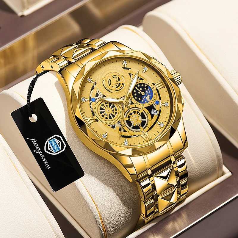 PAAZU Luxury es For Men Waterproof Luminous Date Week Men Quartz Stainl Steel Mans Fashion Wrist M251222