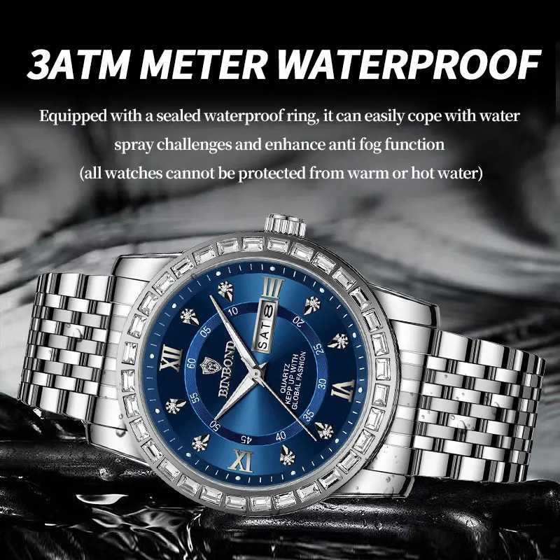 BINBOND Luxury Sport Wrist For Man Waterproof Luminous Date Men Quartz Stainl Steel Mens es M Relojbox M251222
