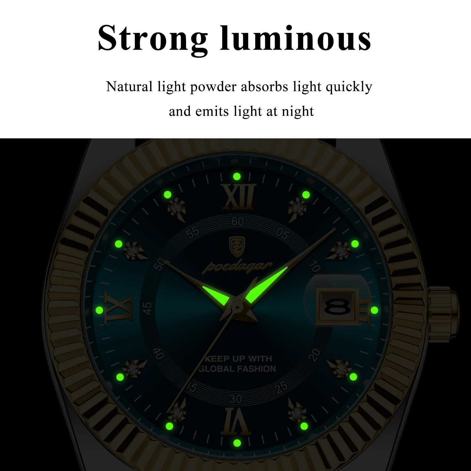 POEDAGAR Luxury Sport Wrist For Man Waterproof Luminous Date Men Quartz Stainl Steel Mens es M Relojbox M251222