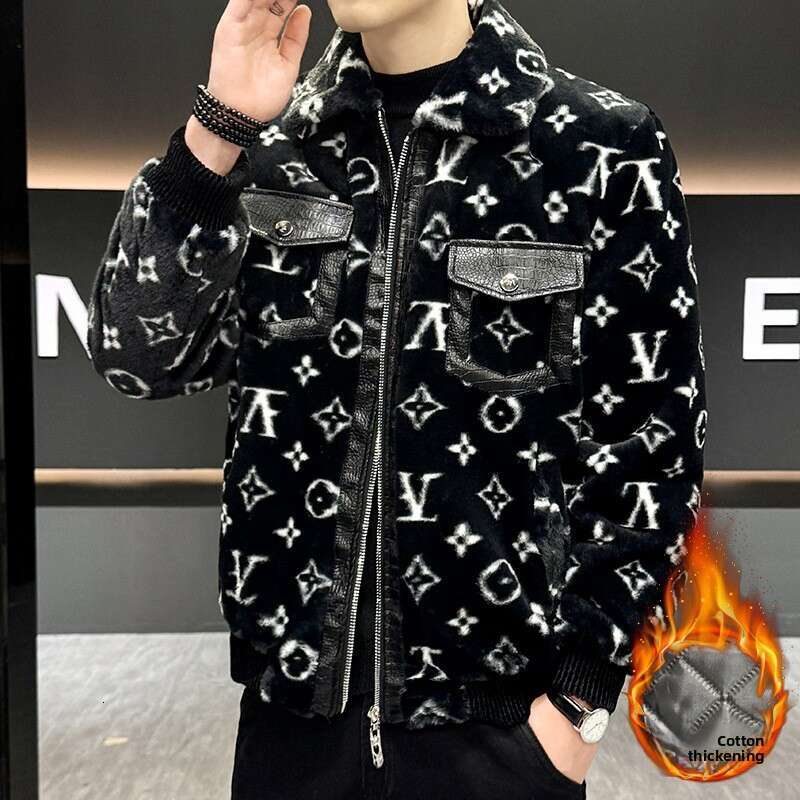 Winter New Men's Trendy Brand Faux Mink Coat With Cotton And Thickened Hooded Fashion Fur Jacket For Youth