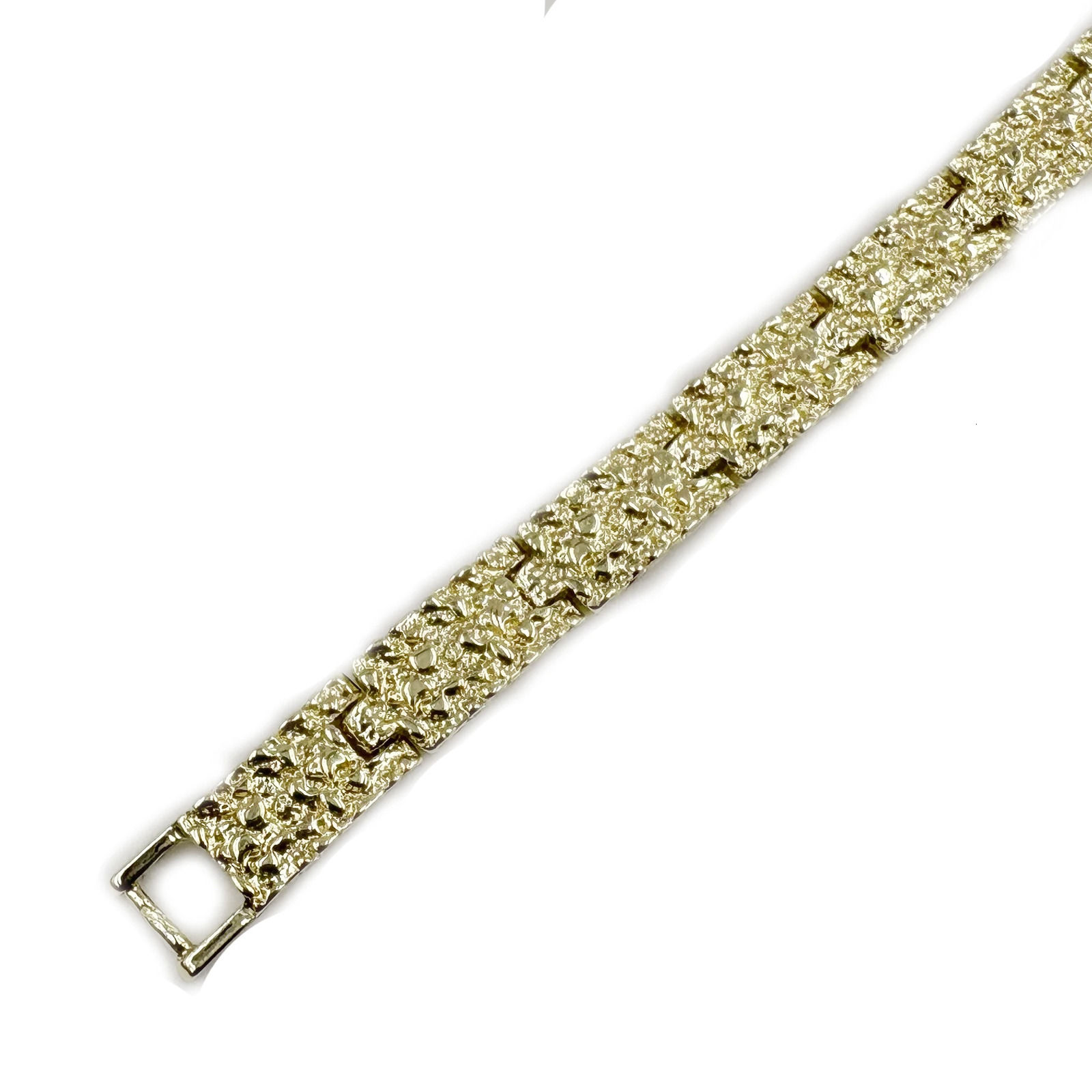 Mens Hip Hop Style Heavy Nugget Bracelet 8mm15mm25mm Three Sizes 14K Gold Plated Irregular Fashion Jewelry for Street Rock 251222