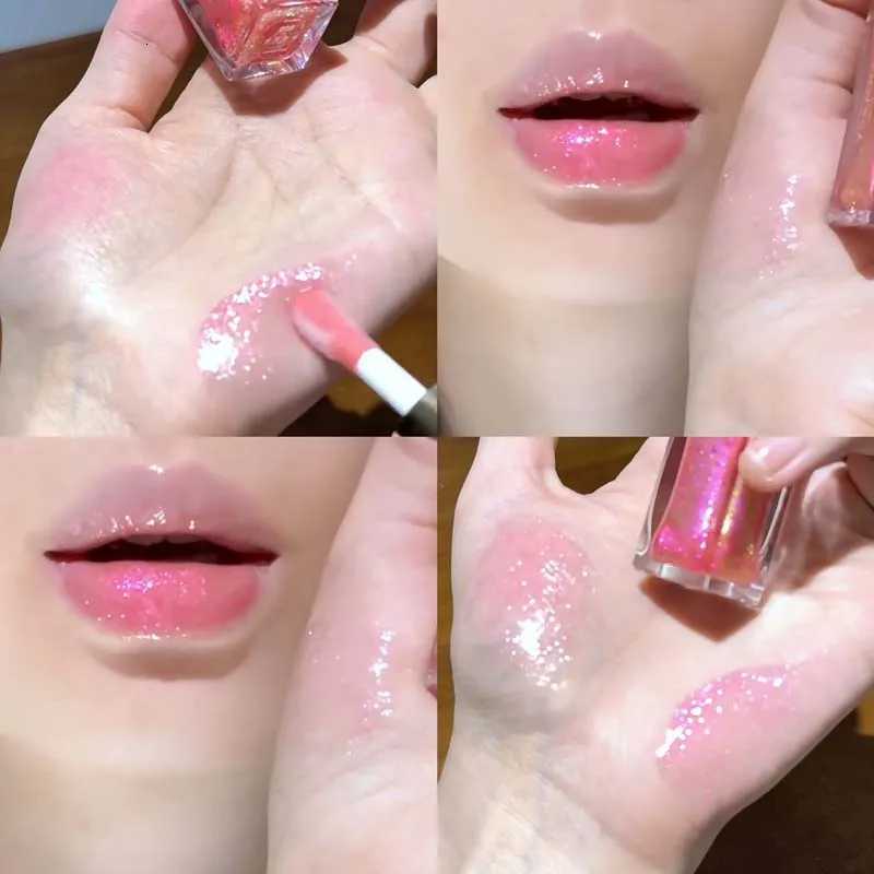 Plumping Glitter Clear Lip Gloss Sparkling Fine Pearl Mirror Lip Glaze Makeup Moisturizing Shimmer Diamond Liquid Lipstick TintT251222