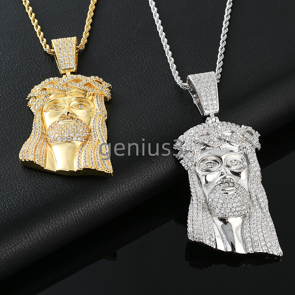 Hip Hop Iced Out moissanite Bling Diamond Big Jesus Piece Pendant Necklace Jesus Pendant