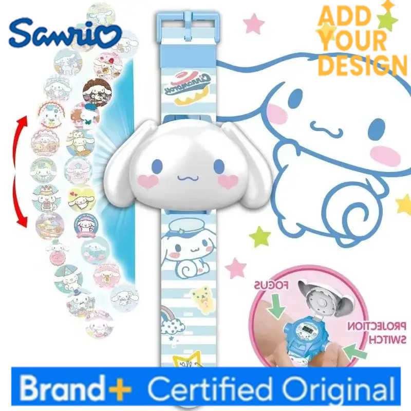 Sanrio Sanrios 3D Projection Digital Watch Kawaii Hello Kitty Kuromi Cinnamoroll Anime Action Figure Toy Watch Flip Popular H251223
