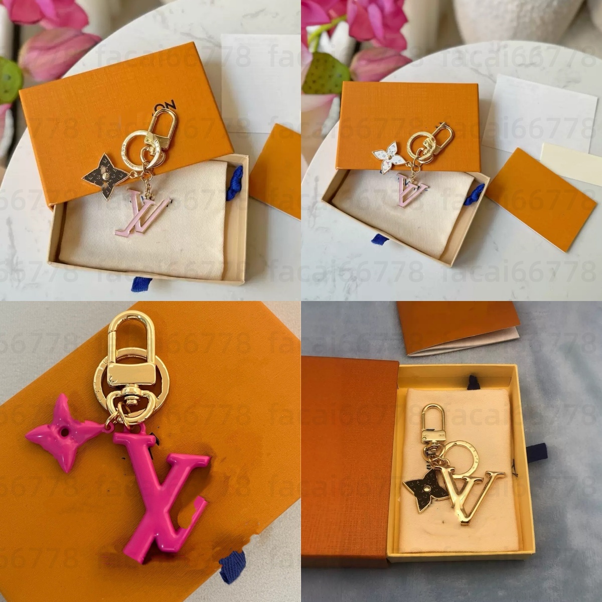 Designer Letters key chain luxury keychain designer bag charm chain gold color keyrings accessories bag pink digit pendant luxury ornaments aa+