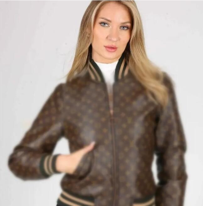 Women Jackets Designer Luxury Leather Jacket Women printed Stand Collar Zipper Outwear Motorcycle Coats Lady Casual Short Baseball Uniform Jackets