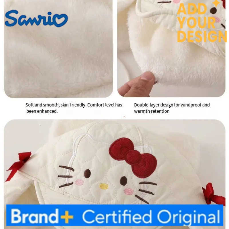 Sanrio Baby Plush Hat Hello Kitty Kawaii Princess Children Antumn Winter Thicken Windproof Warm Ear Protection Christmas Gift H251223 - view 7