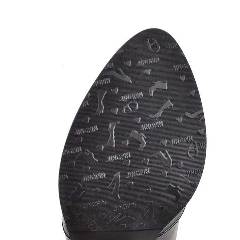 Lady Plus Size 32 33 43 26cm Black White Motorcycle Knee Boots Leather Pull On Long Botas High Heel Short Plus Warm Shoes WinterT251223