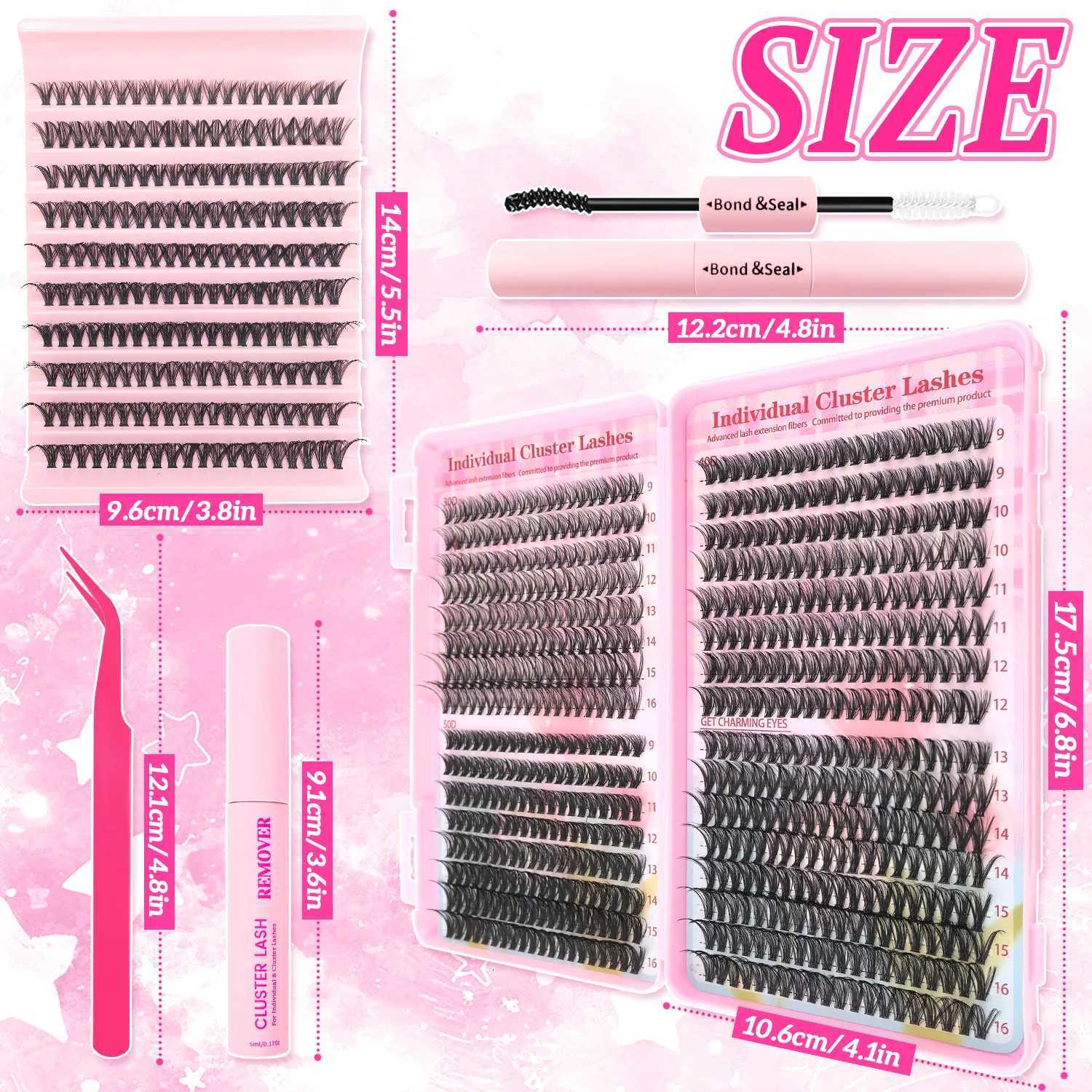 160/640/720pcs DIY Eyelash Extension Kit - False Lashes with Glue Bond Applicator Pre-Made Clusters 10-18mm for VolumeT251223