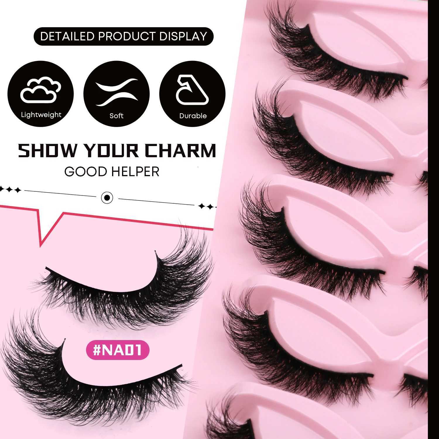 GROINNEYA Cat Eye Lashes Natural Fake Lashes Winged End Eye Elongated Eyelashes Faux Mink Eyelashes False Lashes MakeupT251223