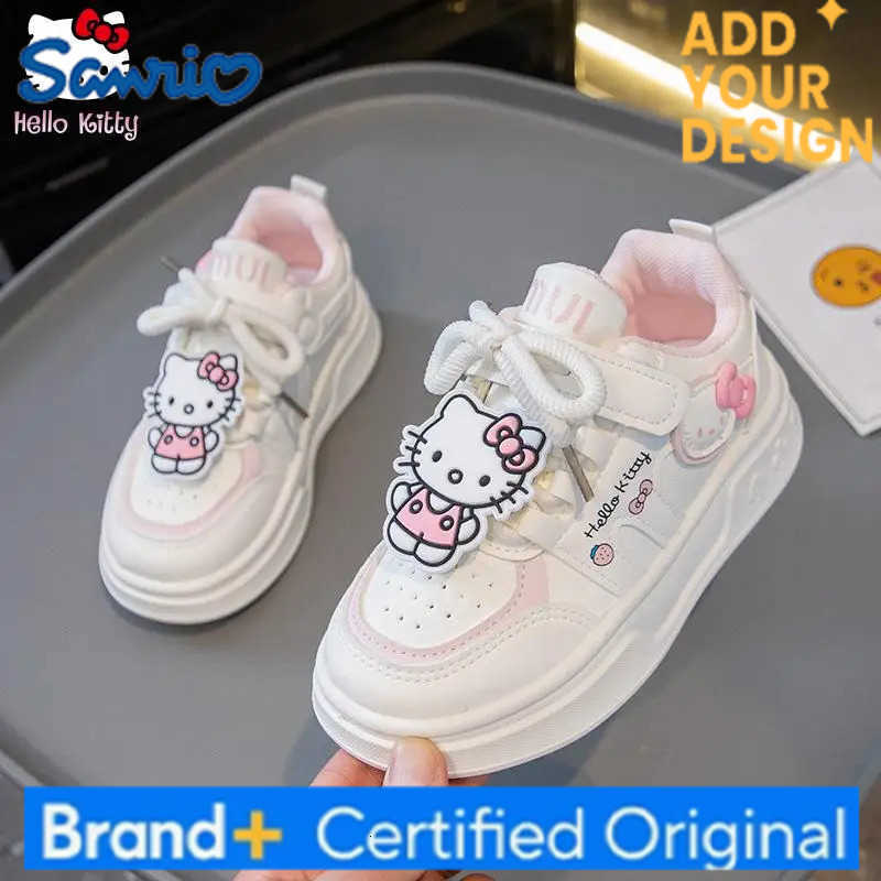 Sanrio Hello Kitty Girls Kawaii Sneakers Anime Spring Autumn New Cartoon Soft Bottom Shoes Casual Dirty Running White Shoes Comfortable H251223