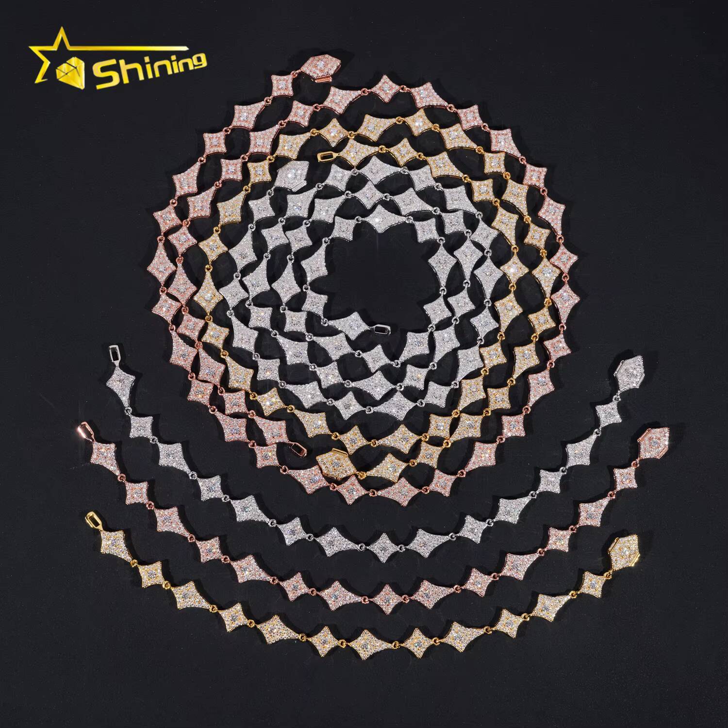 GRA Certified Hip Hop Jewelry 925 Sterling Silver Diamond Iced Out Moissanite Tennis Chain Bracelet Fashion Necklace