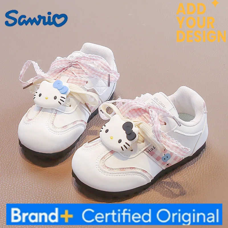 Sanrio KidsCasual Shoes Sneakers Cartoon Hello Kitty Bow PU Leather For Girls Printed Anti-slip Breathable Blue Pink Shoes Size 28-38 H2512231