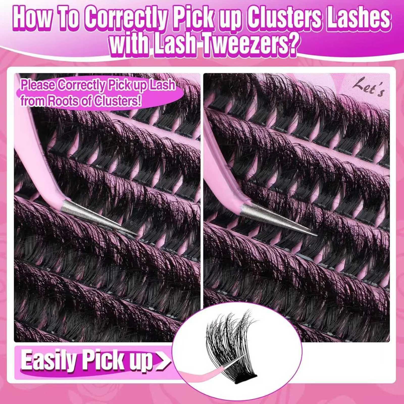 Fluffy thick Lashes Individual clusters 200D Cosplay Faux mink lash extenstions manga false eyelashes 14-20mm natural eyelashT251223