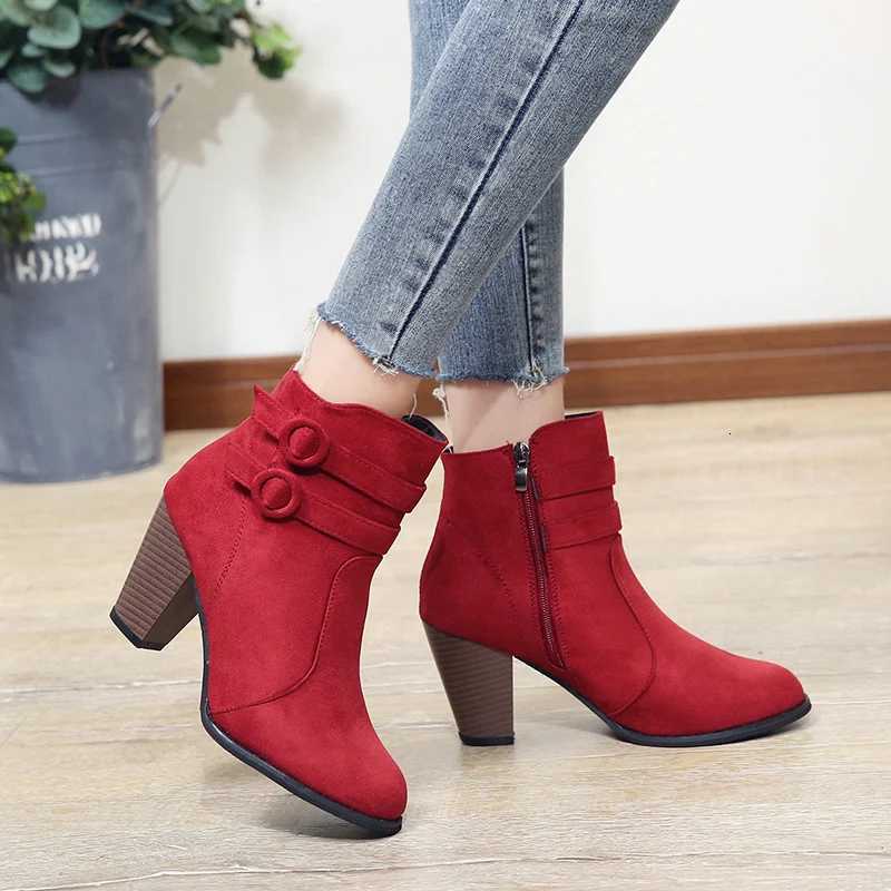 Boots Women Winter 2023 New Ankle Boots for Women High Heel Women Fashion Zipper Platform Boots Casual Bottines Botas Para MujerT251223