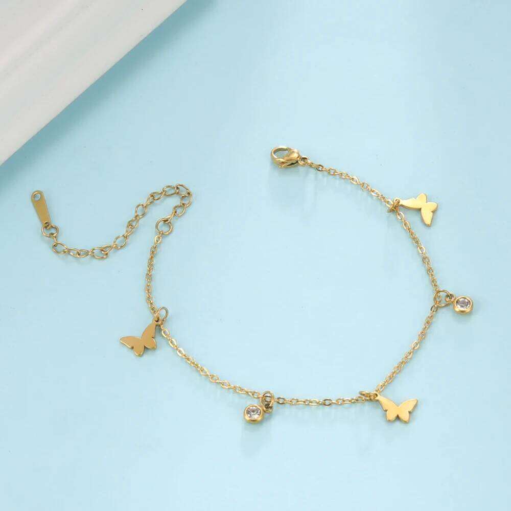 Skyrim Bohemia Heart Crystal Leg Ankle Bracelet Gold Color Stainless Steel Beach Foot Chain Anklet Jewelry Gift for Women Girls 25H1223