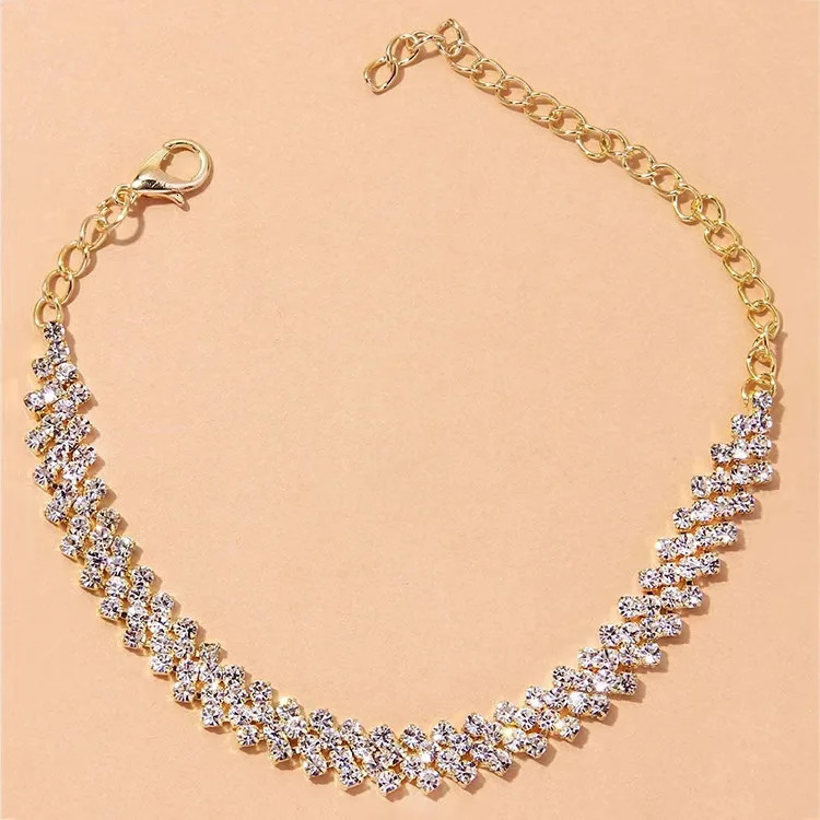 Shining Cubic Zirconia Chain Anklet For Women Fashion Silver Color Ankle Bracelet Barefoot Sandals Foot Jewelry 251222