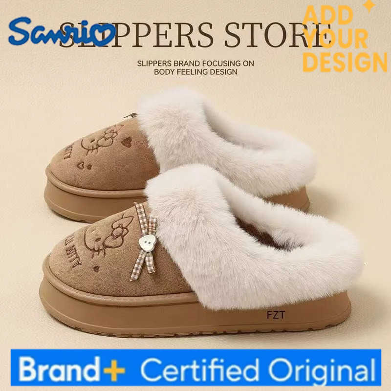 Sanrio Kawaii Hello Kitty Cotton Slippers for Girls Home Outdoor Plush Warm Comfortable Thickened Cotton Slippers Cute Gift H251223