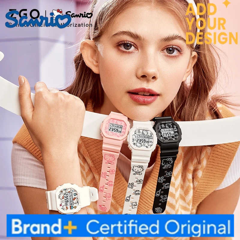 Sanrio x Hello Kitty Womens Watches Electronic Watch Sports Wristwatch Waterproof TPU Watch Strap Chronograph for Gift 8611 H251223