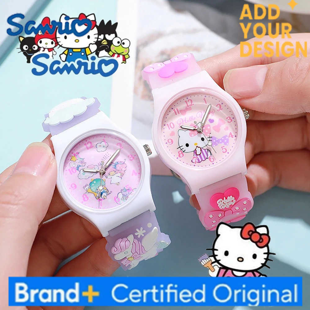 Sanrio 3d Pattern Child Wrist Watch Hello Kitty Cinnamoroll Waterproof Watch Kuromi Cartoon Christmas Watchband Kids Gift H251223
