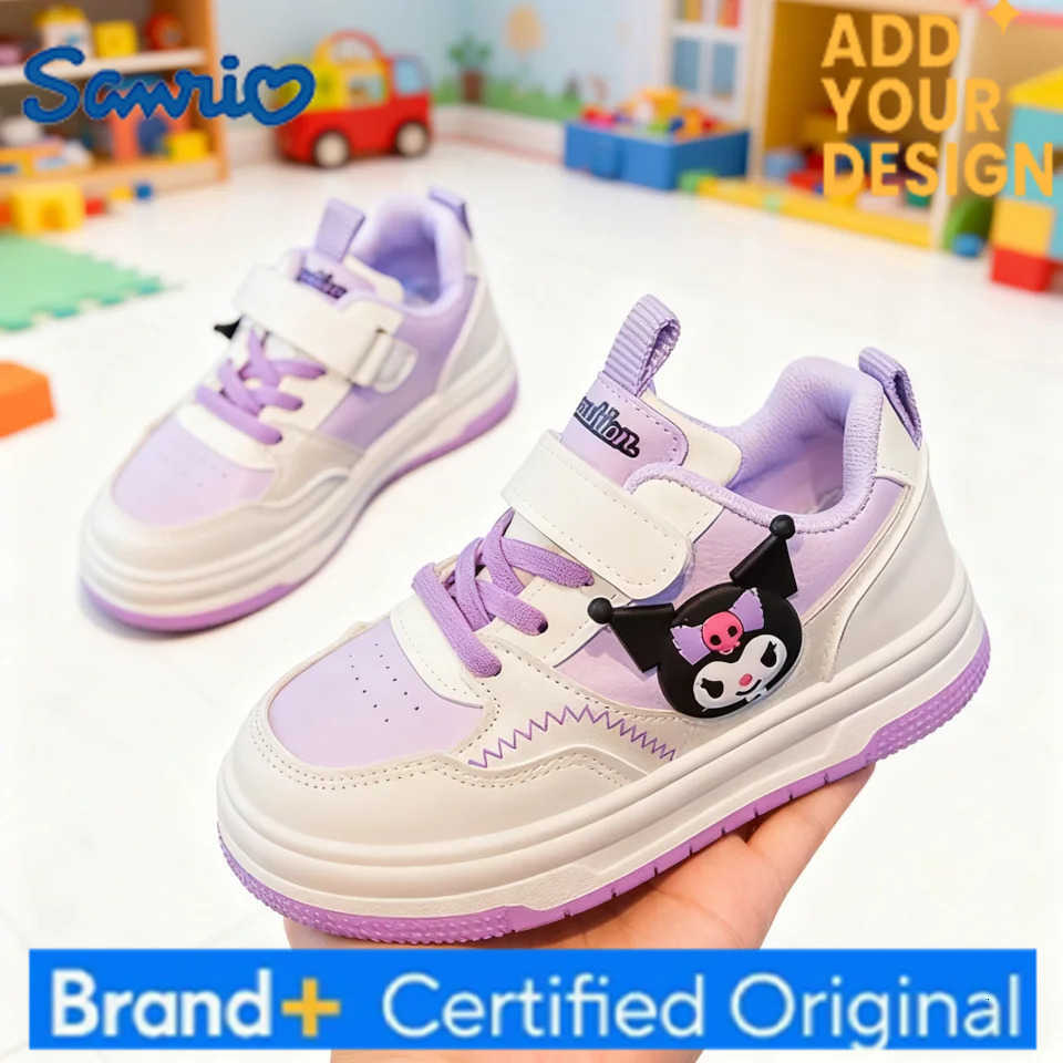 Sanrio KidsCasual Shoes Sneakers Cartoon PU Leather Spring Autumn Sports Shoes For Children Anti-slip Pink Pruple Shoes Size 22-36 H2512231