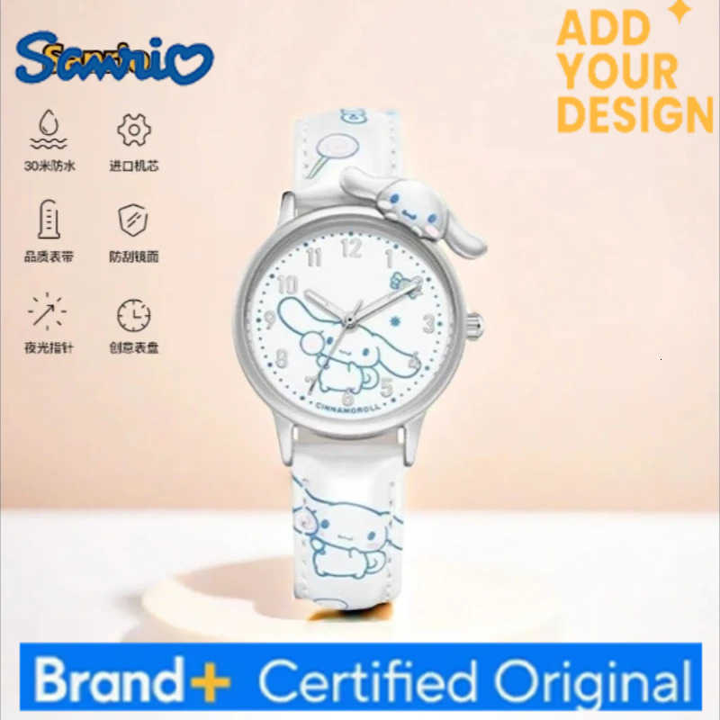 Sanrio Hello Kitty Cinnamoroll anime cartoon cute fashionable waterproof luminous watch suitable for students is a gift for girls H251223